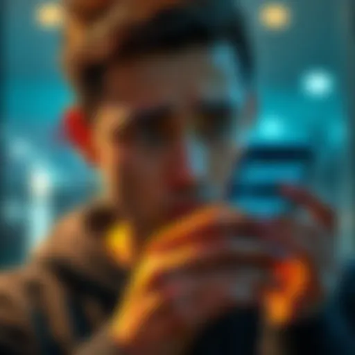 A worried person looking at their phone with Google ads on the screen, reflecting privacy concerns about targeted advertising based on chats