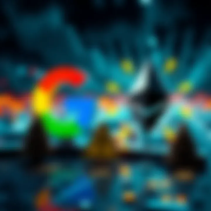 A graphic showing Google logo alongside Ethereum symbol, highlighting quantum threats with warning signs.