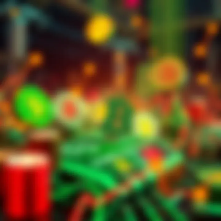 Visual representation of green Kaspa schizo posts with cryptocurrency symbols and proof of work graphics