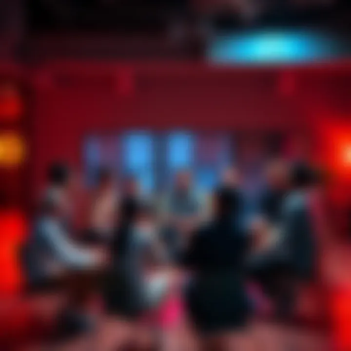 A diverse group of people sitting in a circle, engaging in lively discussion and sharing ideas within a community setting.