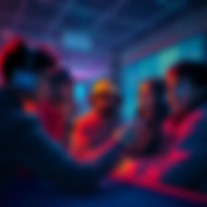 People engaged in a group chat about a mystery player, with messages popping up.