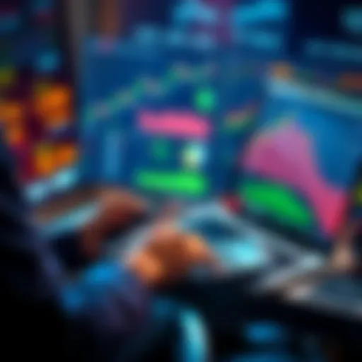 A person analyzing financial charts with a laptop and calculator, focusing on portfolio growth strategies.