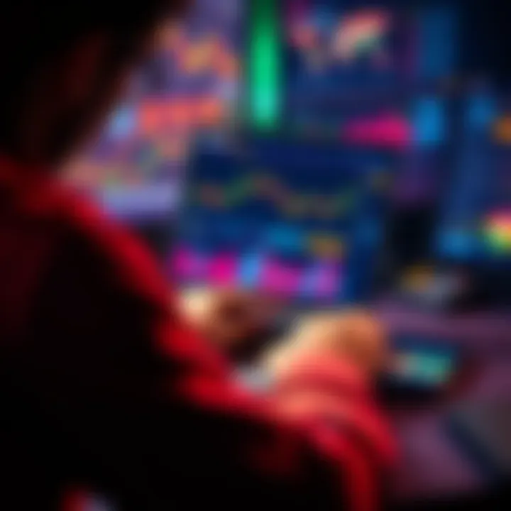 A person reviewing crypto investment options on a laptop with charts and graphs on the screen