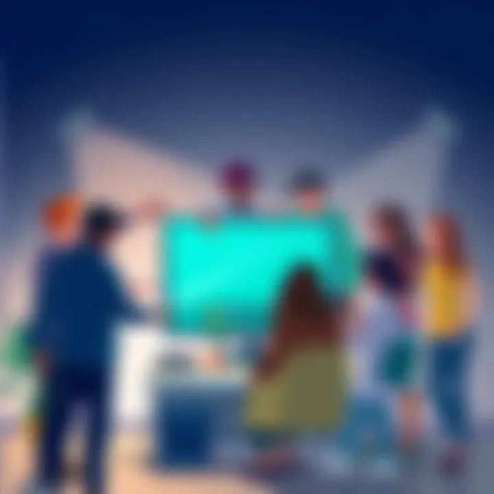 An illustration of a diverse group of people engaging in a lively discussion around a computer, representing the expanding forum channel.