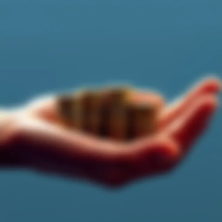 A hand holding four stacks of coins, showing a progression from fewer coins to more, symbolizing growth in investment.