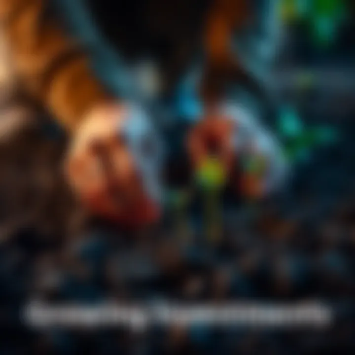 A person planting seeds in soil, symbolizing growth in investments over time