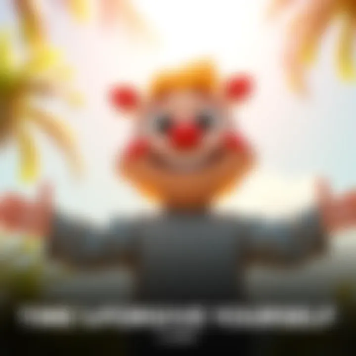 Gubby embracing self-forgiveness A character named Gubby smiling and letting go of past mistakes with open arms in a bright, sunny environment.