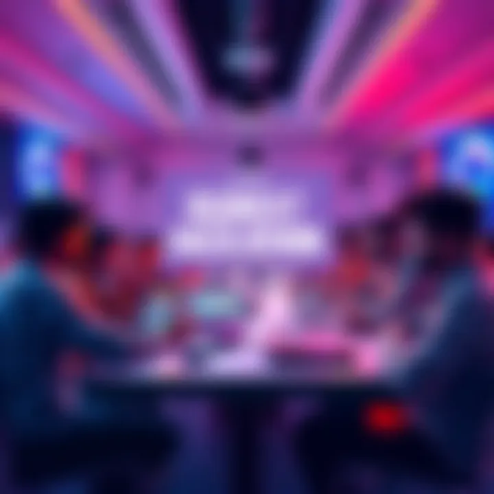 A group of tech enthusiasts brainstorming at a large table during a hackathon event in Gujarat.