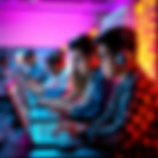 A group of young developers intensely focused on their laptops during a 36-hour hackathon, brainstorming and collaborating on projects.