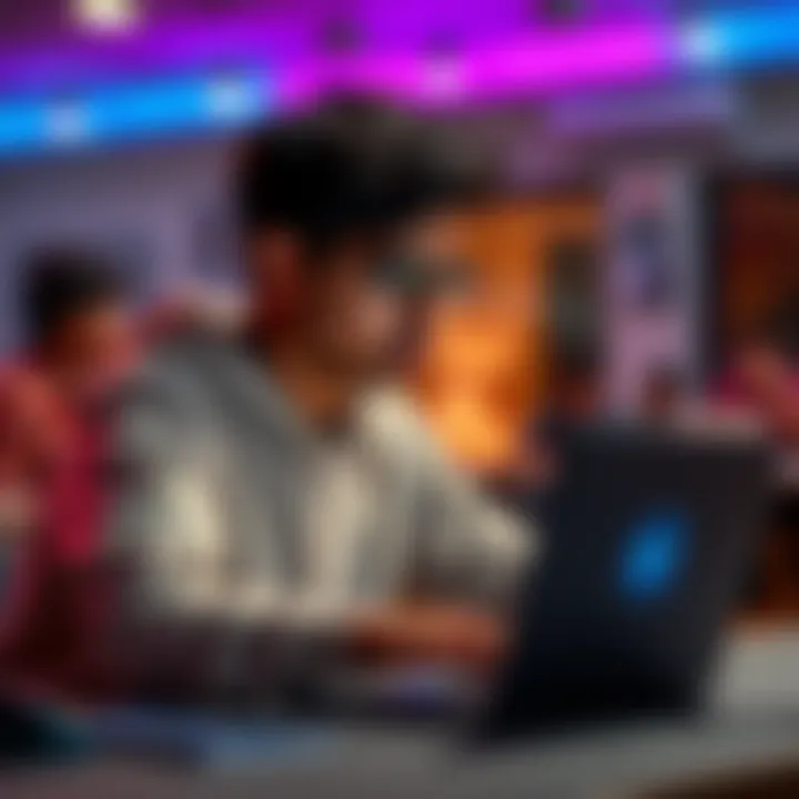 Hackathon Team Invitation A college student in India inviting teammates for the AWS First Commit Hackathon, showing a laptop with coding and AI graphics.