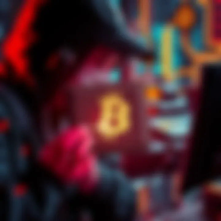 A visual representation of hackers inserting code into an AI tool, with a focus on a cryptocurrency wallet being threatened.