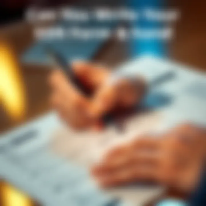 A person carefully writing their Social Security Number on the 8949 tax form with a pen