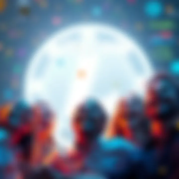 Happy Investors with Litecoin Group of smiling investors celebrating with Litecoin logo in the background
