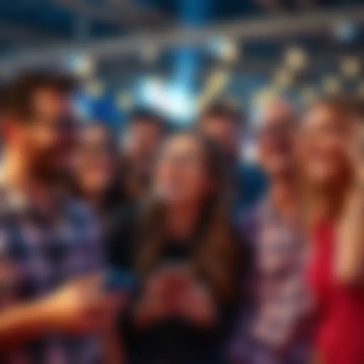Happy people sharing feelings A group of cheerful people filling in a prompt about their emotions tonight