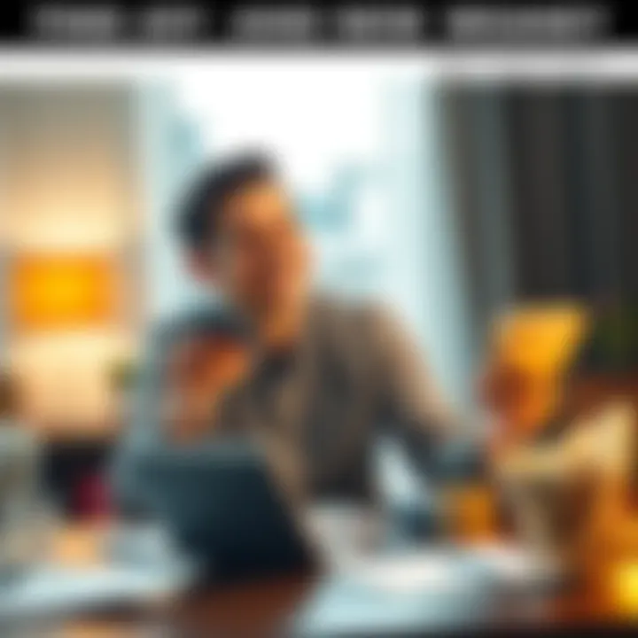 A joyful person sitting at a table with cash and a financial planner, smiling while holding a calculator.
