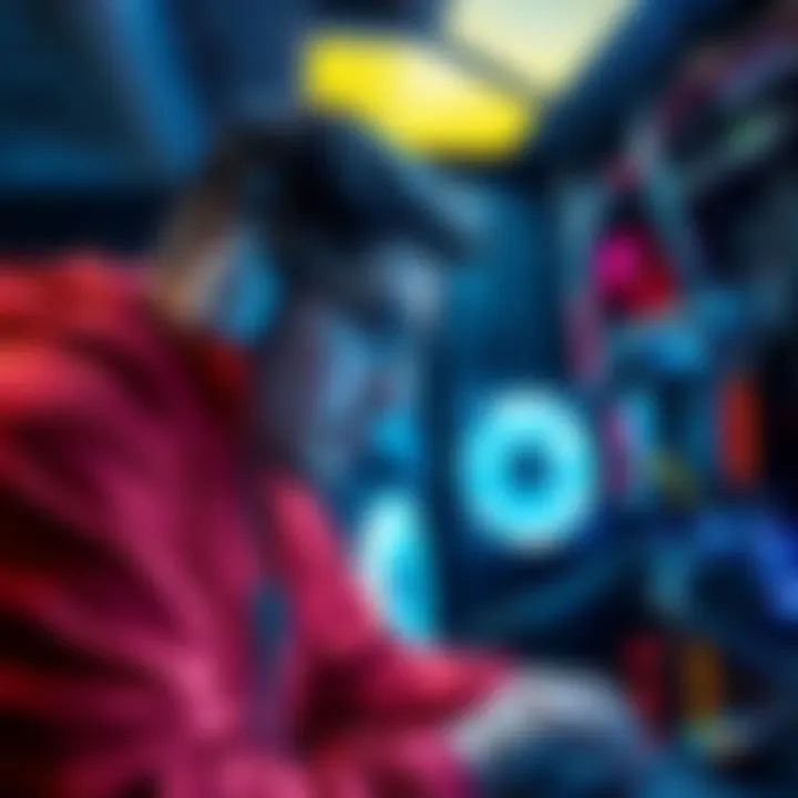 Individual looking at computer components and planning software installations for hardware investments with free electricity