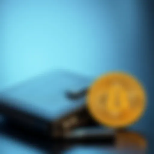 A hardware wallet resting on a table next to a physical Bitcoin coin, illustrating secure Bitcoin storage.