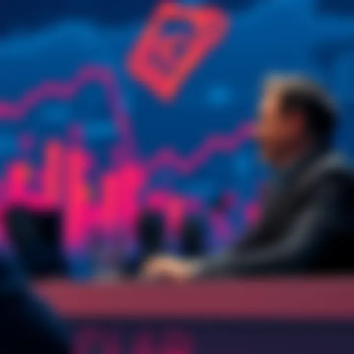 Hashgraph CEO Discusses CLPR Protocol Hashgraph CEO speaking at a conference about CLPR Protocol with a backdrop of blockchain graphics