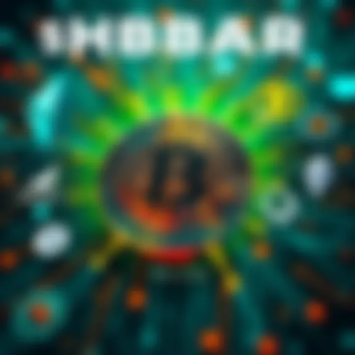 A digital representation of HBAR symbol surrounded by blockchain technology graphics and partnership logos, depicting its growth potential.