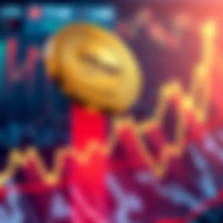 A digital coin labeled Hbar rising above a graph showing upward trends, symbolizing growth in the crypto market.