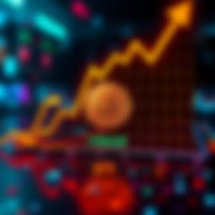 A graph showing the relationship between Bitcoin's price and HBAR price, with arrows indicating influence and market trends.