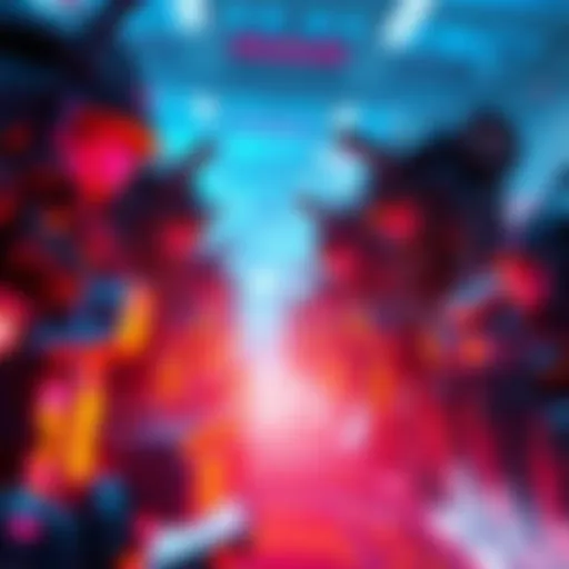 A futuristic group of HBARbarians representing digital culture, with advanced technology and vibrant colors, engaging in a dynamic activity