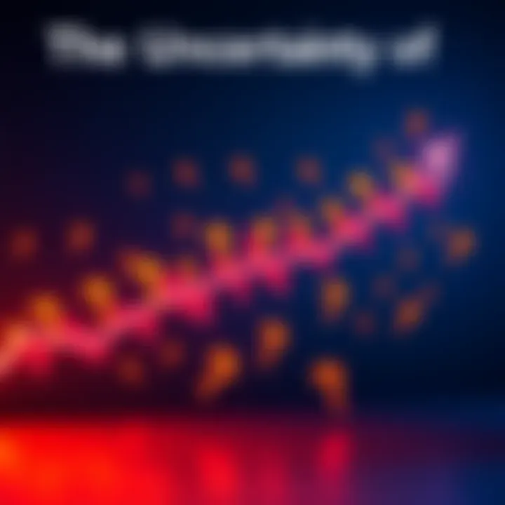 A graphic representation of uncertainty in cryptocurrency investments, featuring a fading upward trend line with question marks scattered throughout, symbolizing investor concerns.