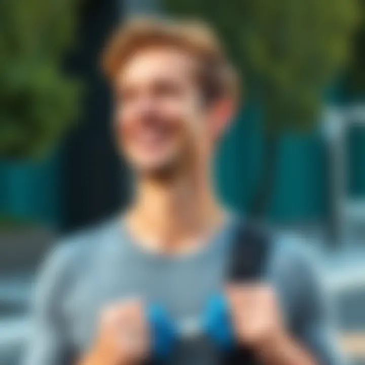 A 38-year-old man smiling and looking confident while exercising outdoors, symbolizing improved libido and health.