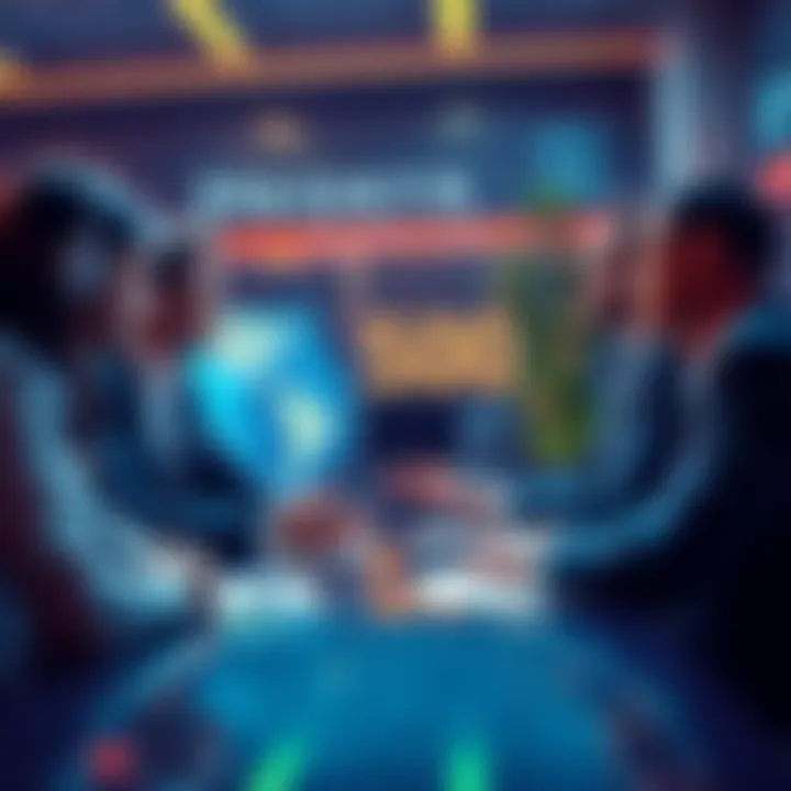 Fortune 500 executives discussing Hedera's distributed ledger technology at a business meeting