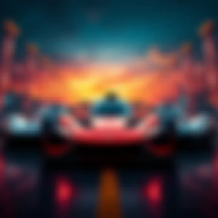 A digital collage featuring McLaren F1 cars and unique NFT artwork, representing the collaboration between Hedera and McLaren F1.