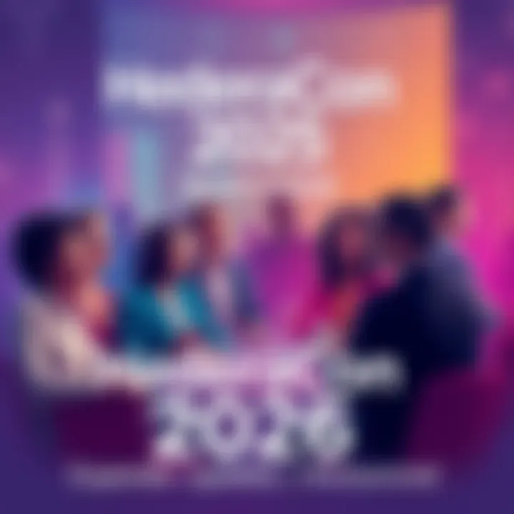 A vibrant graphic showcasing the expanded lineup of speakers for HederaCon 2026, featuring diverse individuals in conversation with a backdrop of tech and innovation themes.