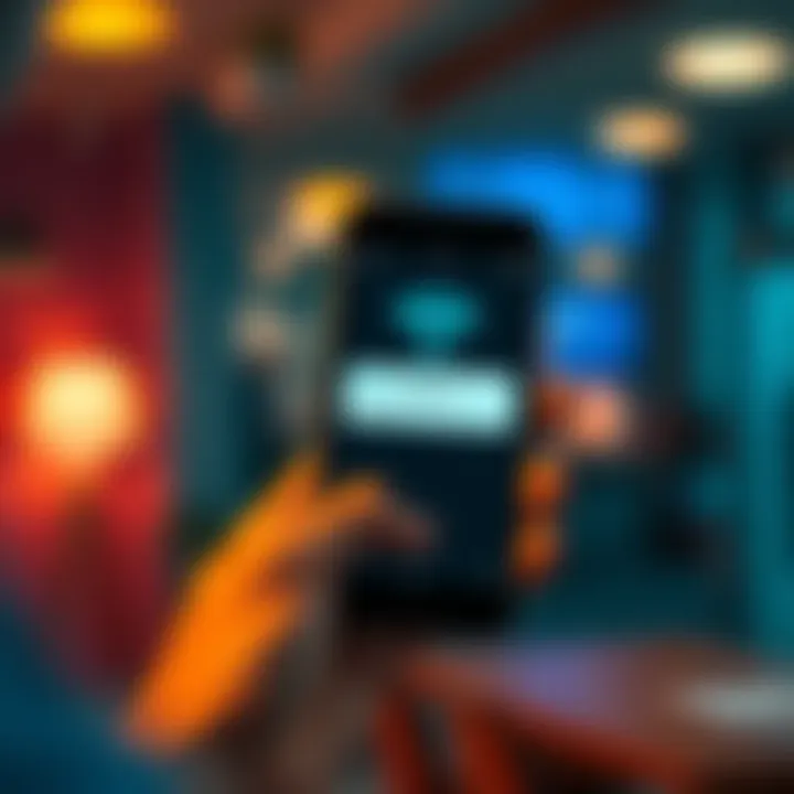 A person holding a smartphone with a WiFi error message on the screen, looking frustrated.