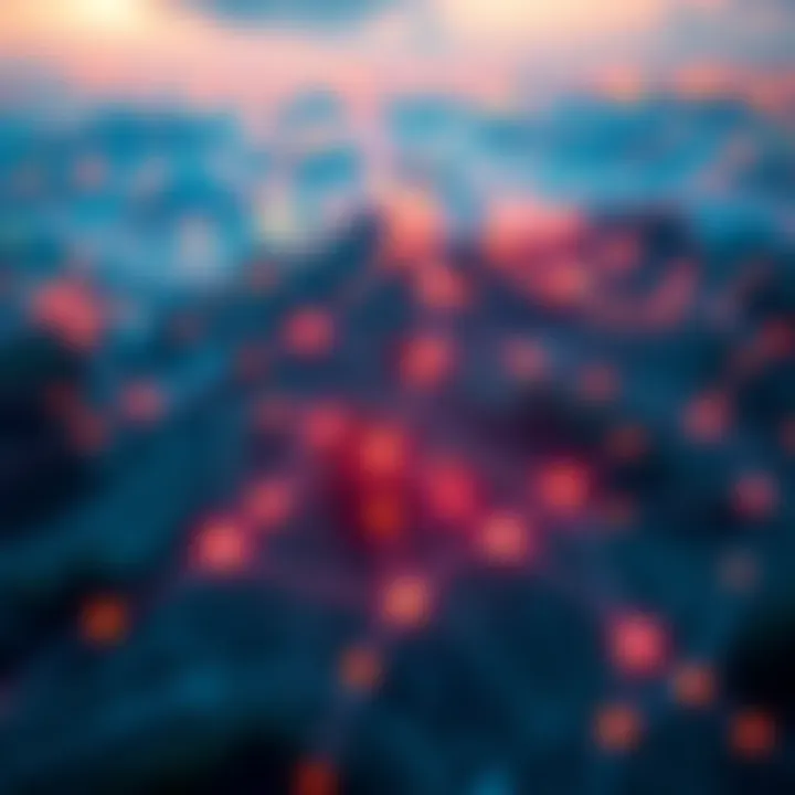 A graphic showing a decentralized network providing telecom coverage in rural areas, illustrating the transformation of telecommunications by Helium.