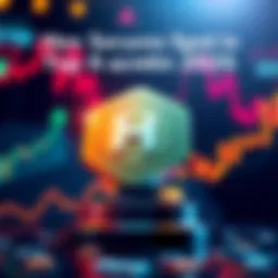 Hex cryptocurrency logo celebrating its position in the top 4 market rankings with a positive graph in the background