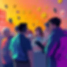 Group of people discussing inflation issues in the Cosmos ecosystem, showing mixed reactions and uncertainty about the future of the altcoin.