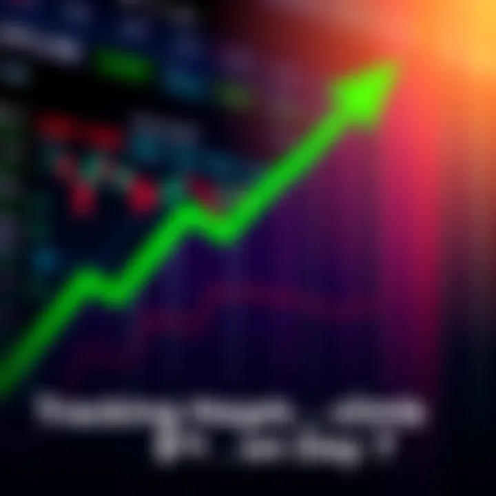 Hoge Cryptocurrency Progress A graph showing the rising trend of Hoge cryptocurrency nearing the $1 mark, with a green upward arrow and market indicators in the background.