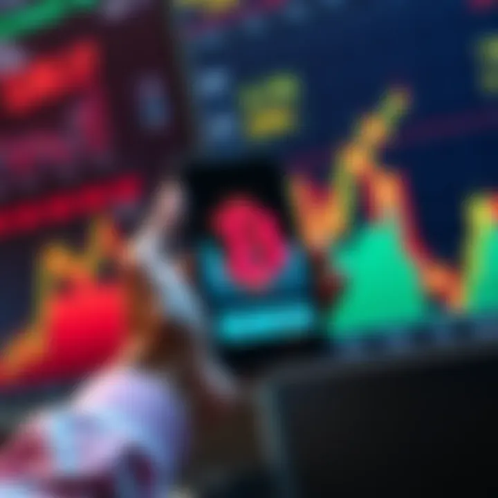 A person confidently holding a smartphone displaying Pi's value while surrounded by charts showing recent market trends, symbolizing resilience in investments.