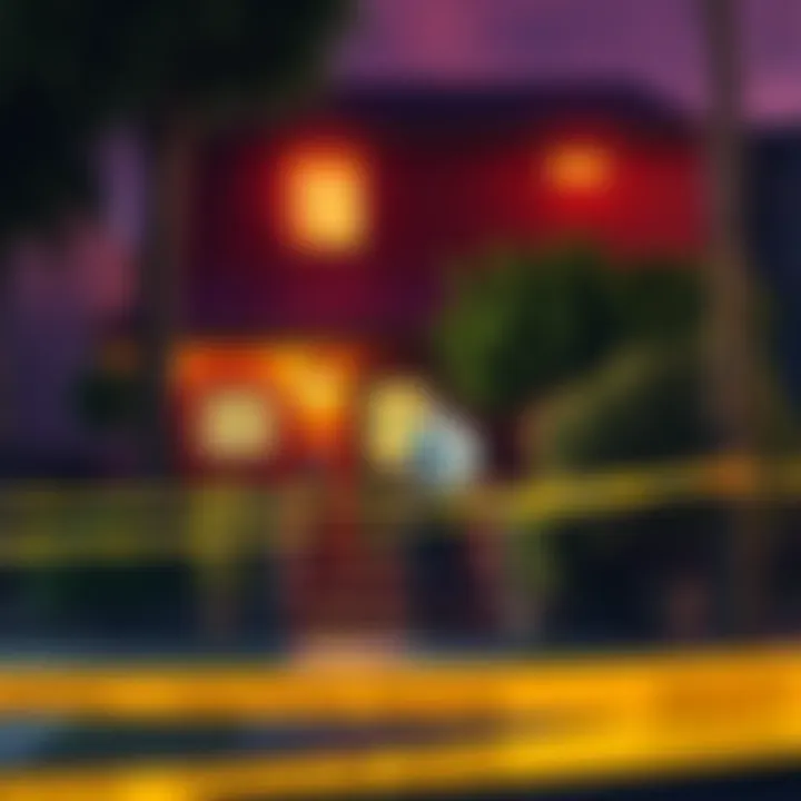 A house with police tape and officers investigating a break-in after a multi-million dollar theft