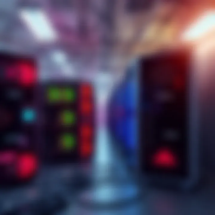 A comparison of home mining setups and professional hosting services with mining rigs and power sources in view.