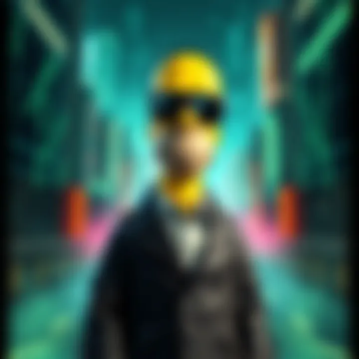 Homer Simpson wearing sunglasses and a leather coat, standing in a digital cityscape inspired by The Matrix.