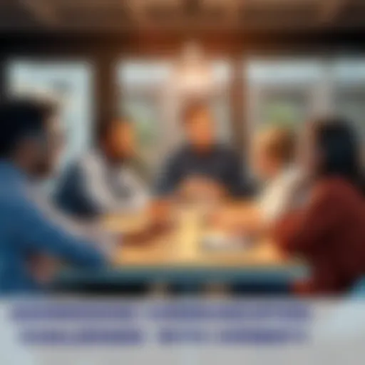 A group of people sitting around a table engaged in a transparent discussion, showing openness and trust.