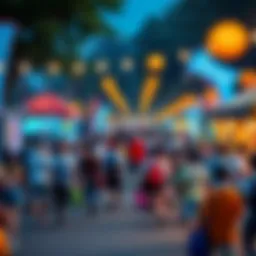 A vibrant scene showcasing hoppy community events with people enjoying activities and celebrating together.