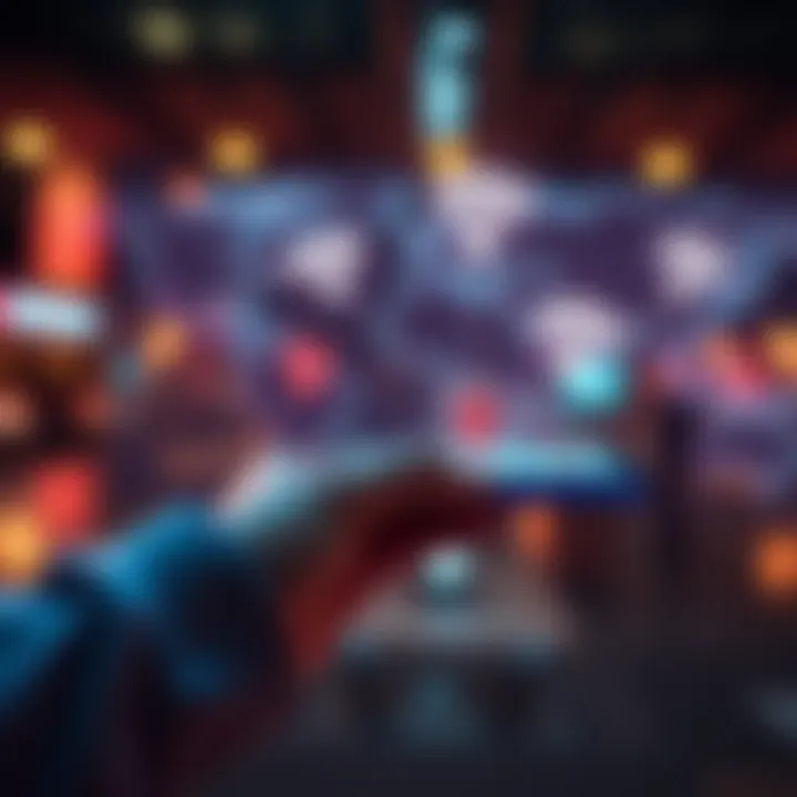 A smartphone connecting to multiple WiFi hotspots seamlessly, with a map in the background showing various locations.