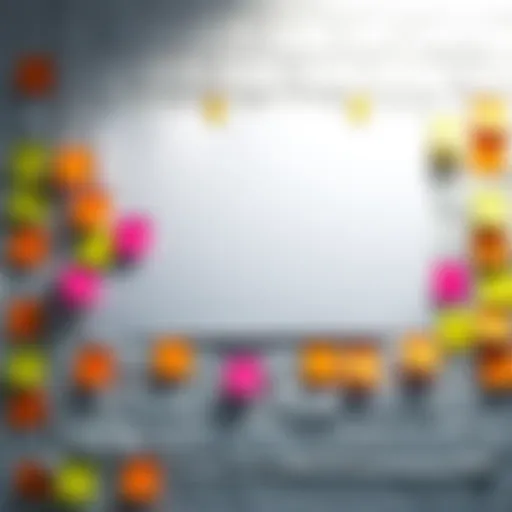 A blank wall with colorful sticky notes ready to be filled in with personal favorites and joys.