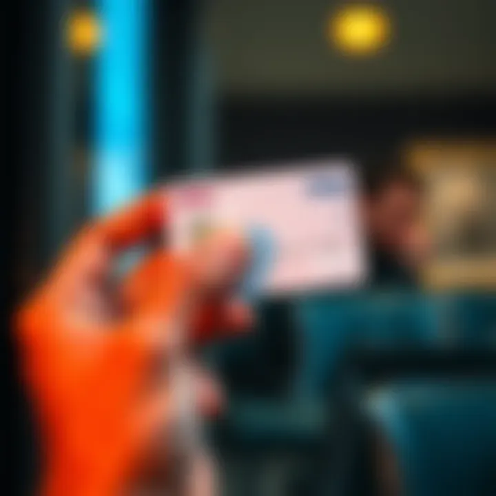 A hand holding a shiny icy white visa card with a thoughtful expression on the person's face, reflecting on whether to keep or let go of it