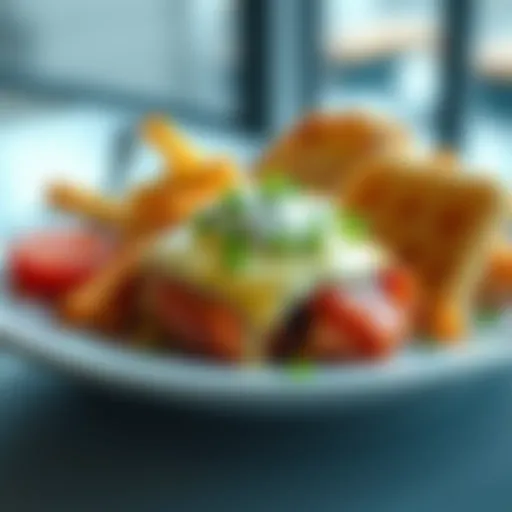 A plate of food that looks less appealing, showcasing IHOP's use of AI to change food appearance for health trends.