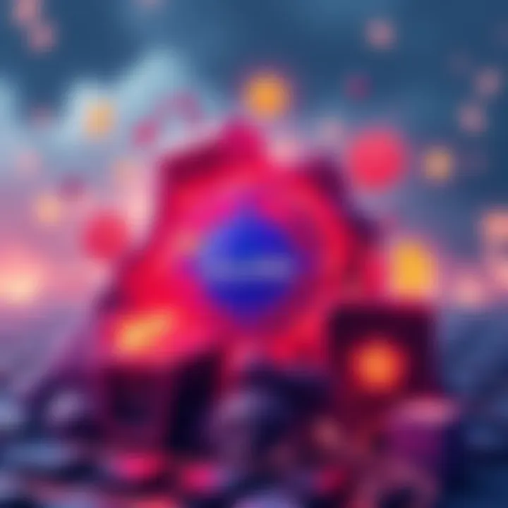 Impact of Pump.Fun on Solana A graphic showing Solana's blockchain surrounded by symbols of greed and disruption, illustrating the contrasting visions of growth and setbacks caused by Pump.Fun.