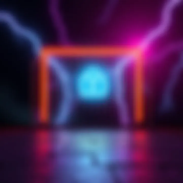 A visual representation of Lightning services behind a paywall, with a digital paywall symbol and lightning bolts in the background.