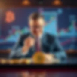 Indiana Governor Mike Braun signing a bill that allows retirement funds to invest in Bitcoin with a backdrop of financial symbols