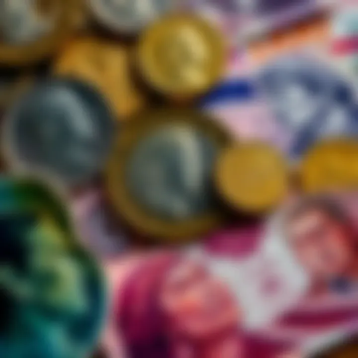Indigenous Figures on Currency A collection of coins and banknotes featuring Indigenous figures, showcasing cultural representation in currency.